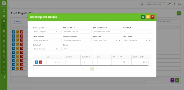 Asset Registration Module in Asset Management Software