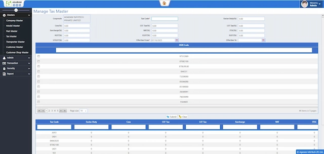 Automated GST tax calculation including CGST SGST and IGST in inventory system